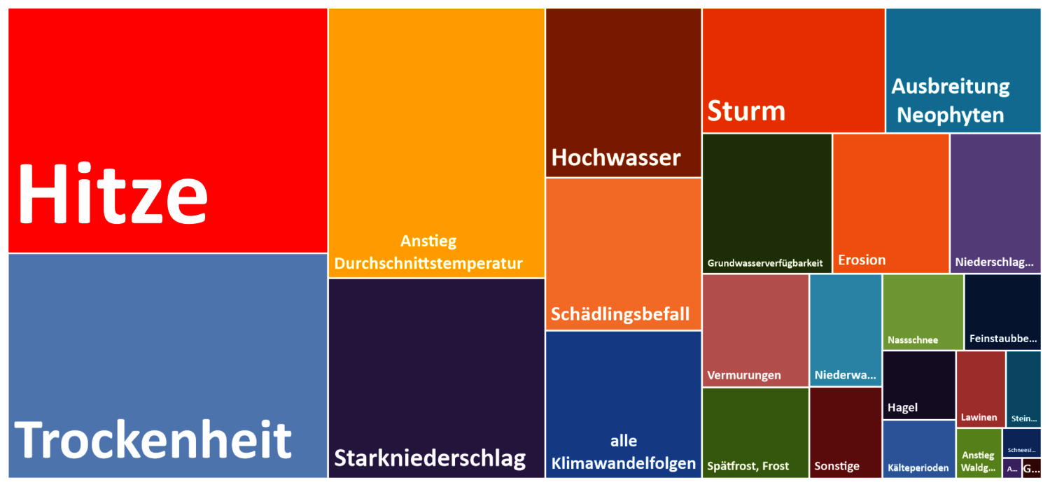 Adressierte Klimawandelfolgen in den KLAR!-Regionen. 