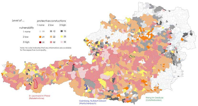 Österreichkarte Vulnerabilität vs. Technisches Schutzniveau