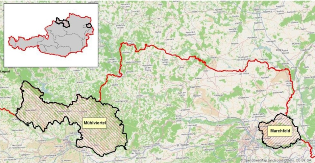 Testregionen Mühlviertel und Marchfeld Karte der Testregionen Mühlviertel und Marchfeld