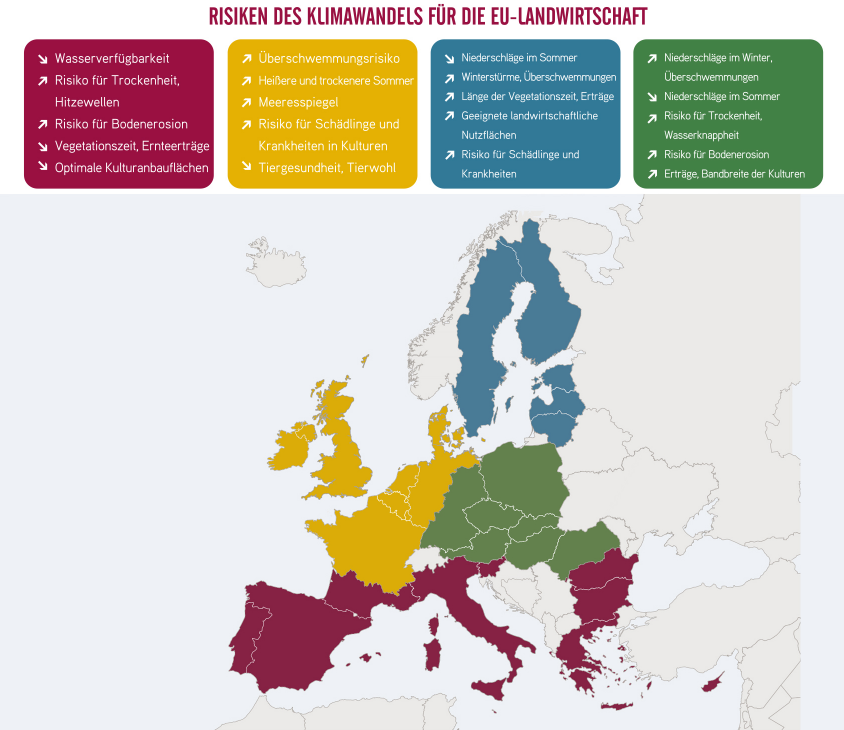 Die vier Klimaregionen, die mit dem AWA Tool abgedeckt werden